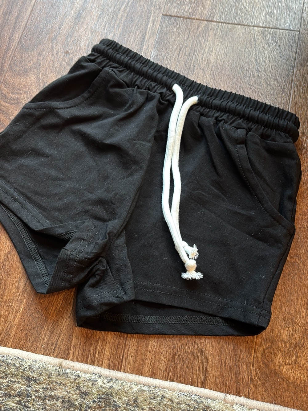 Kids Black Drawstring Shorts